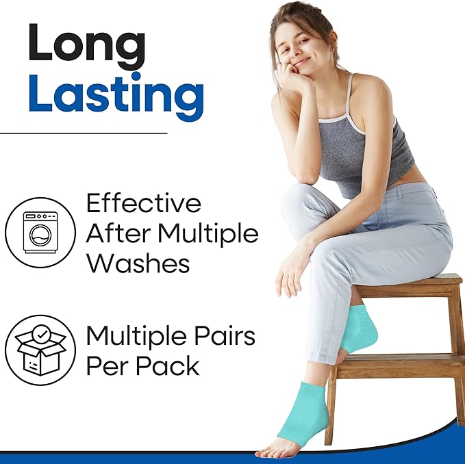 Moisturizing Socks for Women & Men | Cracked Heel Treatment with Aloe Vera | Moisturizer Foot Callus Remover | Aloe Socks for Cracked Heels & Dry Rough Feet, Lotion Infused Gel Heel Sleeves Fits Most