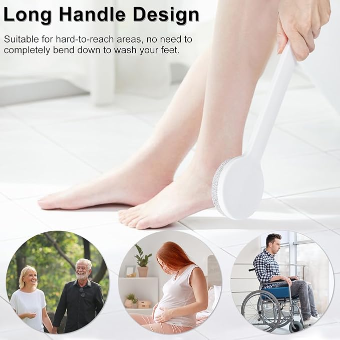 Foot File Callus Remover,Beomeen Pumice Stone for Feet with Long Handle 14", Hard Skin Callus Remover, Scrubber and Exfoliator for Dead Dry Skin, Softer & Smoother Feet, Pedicure Tool (Straight)