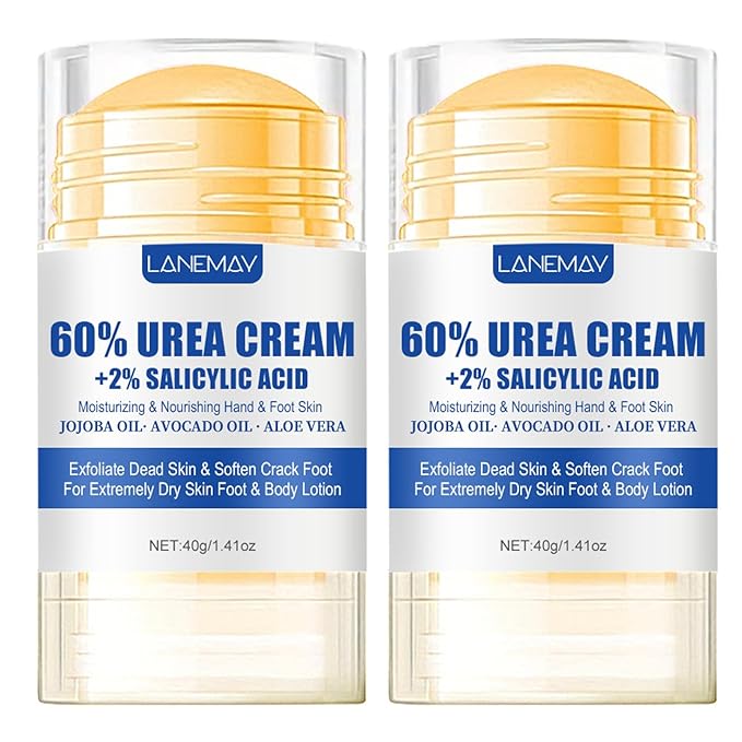 Urea Foot Cream, 60% Urea Cream plus 2% Salicylic Acid Cracked Heel Repair Cream for Feet and Hand 2pcs Foot Cream for Callus Remover & Nourishes Soften for Hand Foot And Body Care,