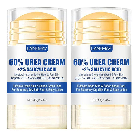 Urea Foot Cream, 60% Urea Cream plus 2% Salicylic Acid Cracked Heel Repair Cream for Feet and Hand 2pcs Foot Cream for Callus Remover & Nourishes Soften for Hand Foot And Body Care,