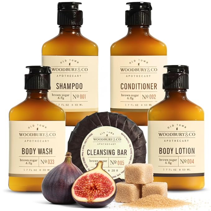 WOODBURY & CO Travel Size Shampoo Conditioner Body Wash Lotion & Soap (150 PK, 1.7 oz each), Guest Bathroom Essentials Toiletries Airbnb Bulk Mini Sets Hygiene Kits Paraben Free Air Bnb Toiletry