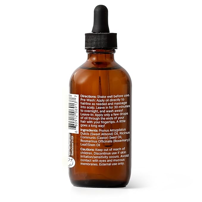 Plant Therapy Rosemary & Castor Oil - 4 oz Hair Treatment for Growth, Shine, Softness, Healthy Scalp & Hair Mask