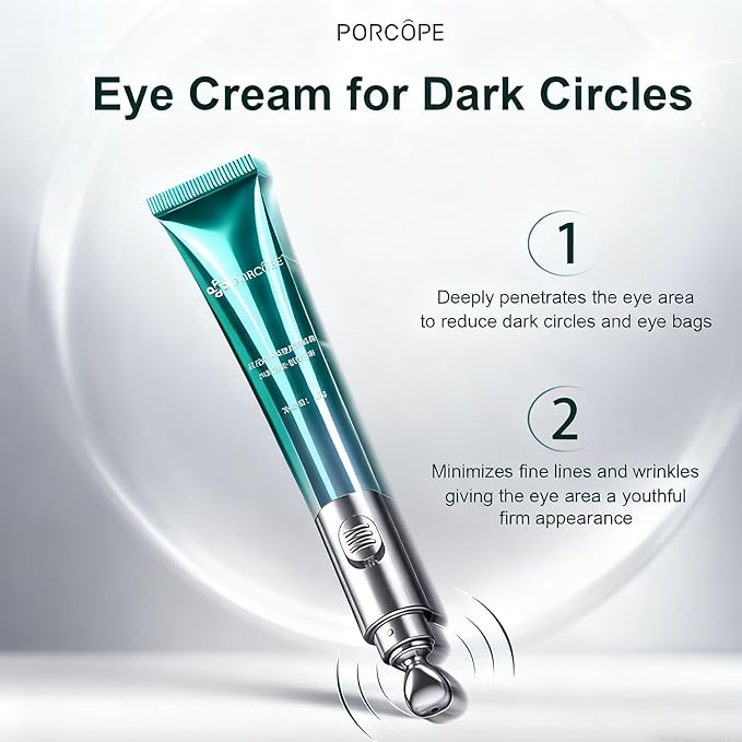 PORCOPE Eye Cream for Dark Circles and Puffiness with Electric Massage Head for People with Severe Eye Bags and Whose Skin Around the Eyes is Prone to Dullness, Dryness and Puffiness(0.7 fl oz/20g)