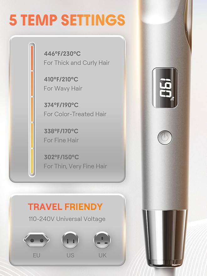 SHEGLAM Sleek Chic Twist Kiss Flat Iron - 2-in-1 Hair Straightener & Curling Iron, 1" Barrel, 60s Fast Heat, 20M Negative Ions, 5 Temp Settings, Travel-Friendly
