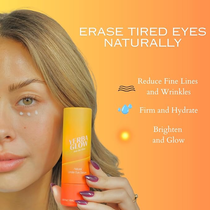 Caffeine Eye Cream – Yerba Glow Natural Under Eye Serum for Dark Circles, Puffiness & Fine Lines – Clean Hydrating Formula with Yerba Mate, Sake & Hyaluronic Acid