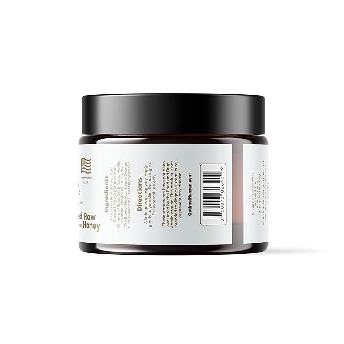 O H Grass-Fed Tallow Balm With Raw Honey - For Sensitive, Dry Damaged Skin - Face, Hand, and Body Moisturizer - Optimal Human