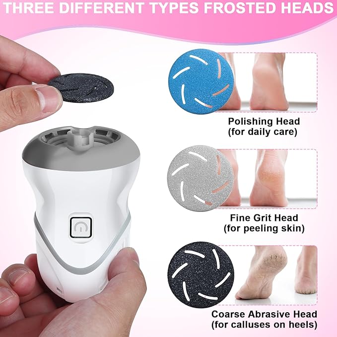 Electric Foot Callus Remover for Women Men, Rechargeable Electric Foot File Pedicure Tool with 2 Speeds and 6 Grinding Heads, Portable Feet Grinder for Cracked Dry Heels Dead Skin Calluses