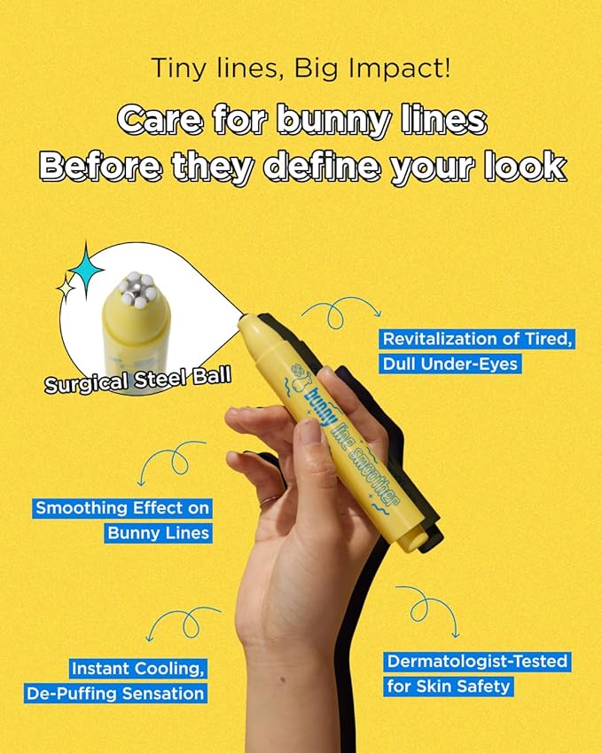 CHASIN' RABBITS Bunny Line Smoother Eye Cream Roller, 0.5 Fl Oz, Eye Serum with Surgical Steel Cooling Stick, Under Eye, Vegan, Korean Skincare