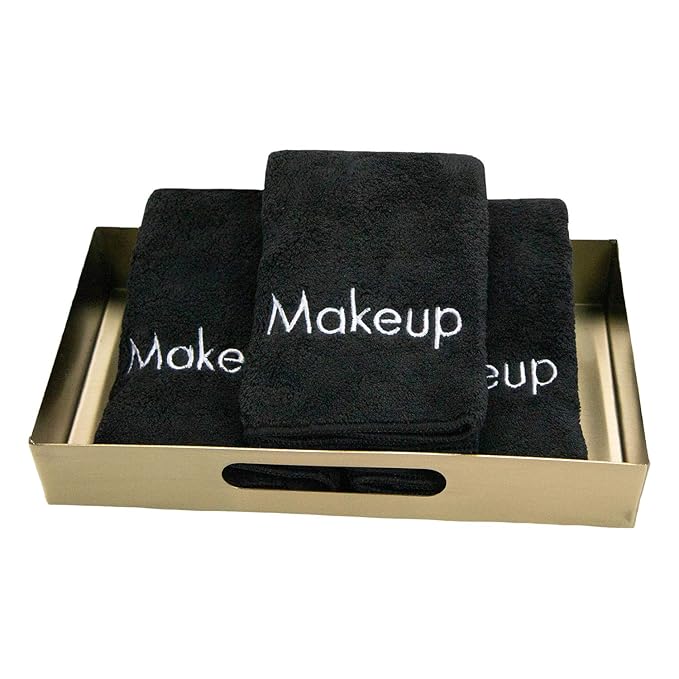 Arkwright Makeup Towels - Pack of 6 - Ultra Soft & Gentle Microfiber Coral Fleece Washcloth Face Make Up Remover, Reusuable Eraser Cloth Essentials for Hosts & Artists, 13 x 13 in, Black