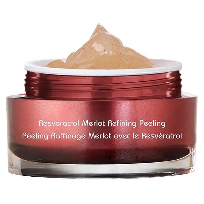Vine Vera Merlot Facial Peeling Gel - Face and Body Scrub - Exfoliating Gel for Dry, Sensitive, Mature Skin - Face Peel with Resveratrol - 1.69 Fl Oz