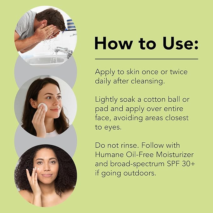 Humane Clarifying Toner for Face - 2% BHA Liquid Salicylic Acid - Pore Minimizer and Face Exfoliator - Gentle for All Skin Types - Removes Excess Oil, Dead Skin Cells, and Grime - 4 Ounce