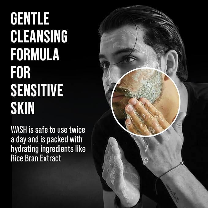 ABERA Nolan Daily Facial Cleanser for Men, Niacinamide + Zincsebum + Soy & Rice Bran Extract, Oil Control & Pore Purifying Face Wash, Refreshing Gentle Cleanser for All Skin Types (3.38 fl oz)