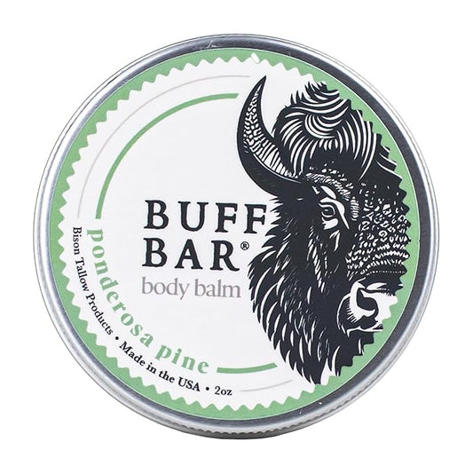 BUFF BAR Pure Bison Tallow Balm, Ponderosa Pine - Scents of Pine, Cypress, & Cedar - All Purpose, Body Butter, Hydrating, Naturally Derived, Replaces Lotion - For Dry, Itchy Skin