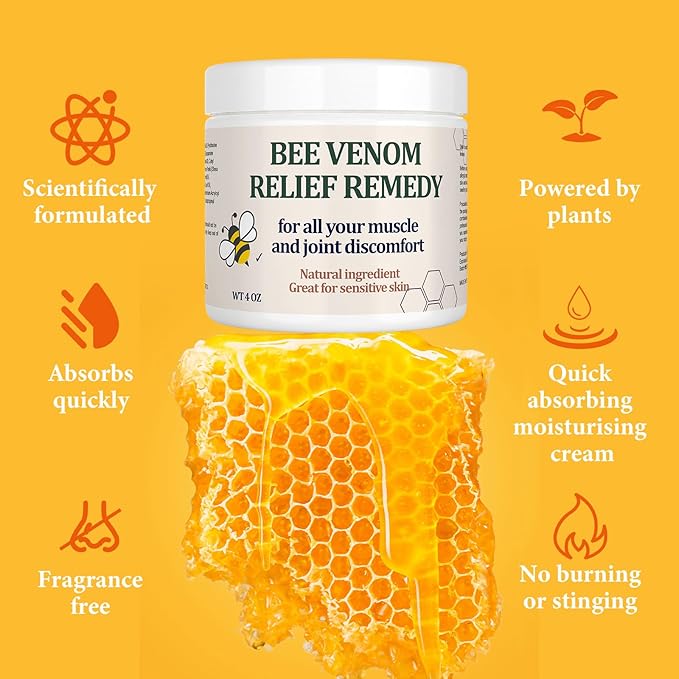 Natural Organic Bee Venom Muscle & Joint Cream, Extra Effective Muscle & Joint Care, for Neck, Hand, Feet, Knee, Muscles, Shoulder, Wrist, Elbow, Ankle, Foot Aches, Arnica, Vitamin B6