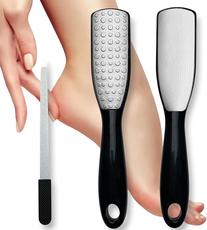 Professional Foot File & Callus Remover 2-in-1 Set –9.6" Foot Rasp with 6.7" Nail File Included–Elite Sapphire Black–Dual-Sided, Durable & Hygienic Pedicure Tool for Smooth, Soft Feet–Wet & Dry Use