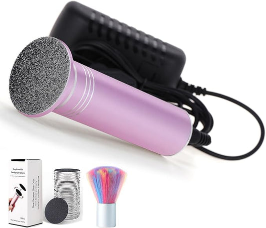 Upgraded Electric Callus Remover for Feet 1200RPM Adjustable Speed Professional Electric Foot File Foot Sander Pedicure Tools for Women Men Hard Cracked Dead Skin, 60 Sandpaper Discs, Pink