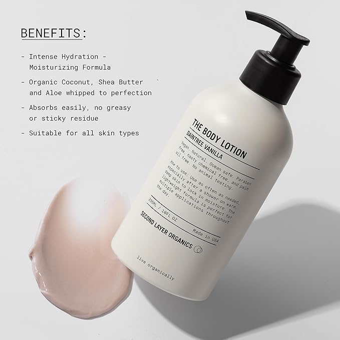 Daintree Vanilla Body Lotion | Deep Hydration with Organic Shea, Aloe & Coconut | Fast-Absorbing, Non-Greasy, Vegan Moisturizer for All Skin Types.