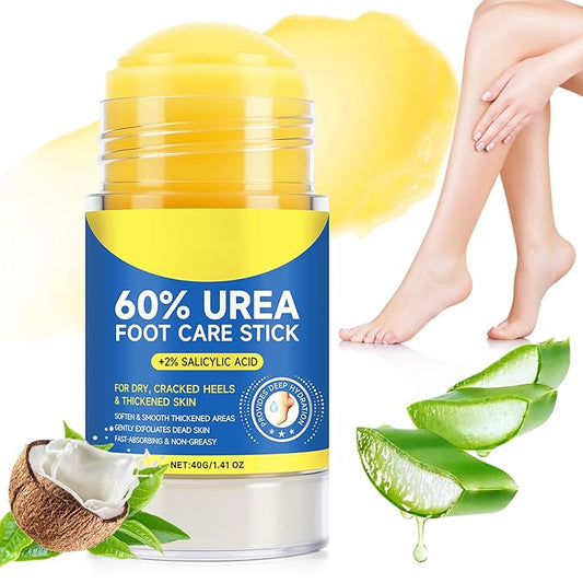 60% Urea with 2% Salicylic Acid Urea Foot Care Stick, Cracked Heel Repair & Deep Moisturizing Treatment for Dry, Rough, Balm for Heels, Elbows, Knees & Hands, Exfoliating Dead Skin, Softening Skin