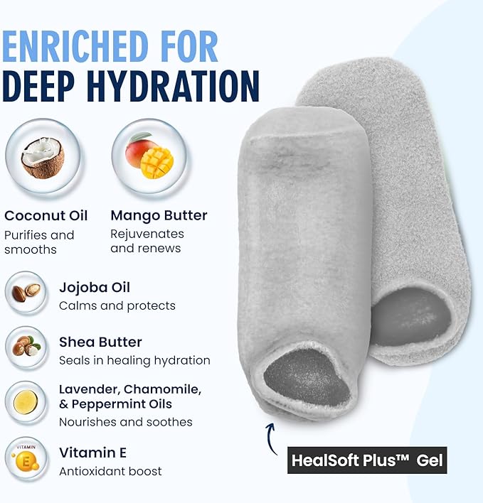 Dr. Frederick’s Original Moisturizing Gel Socks for Men & Women – Dry Feet & Cracked Heel Treatment – Full Foot Gel Lining with Mango Butter, Shea Butter, Jojoba & Coconut Oil (Mellow Moon)