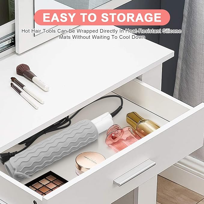 Plus Size Silicone Heat Resistant Mat, Portable Travel Hot Tools Pad Cover for Curling Iron, Flat Iron, Hair Straightener and Other Hair Styling Tools(12.0" x 9.0")