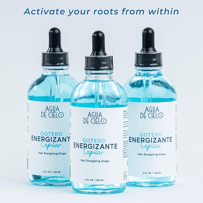 Agua de Cielo Hair Energizing Drops - Nourishing Hair Follicle Stimulator, Growth Oil Infused with Biotin, Ginger, Collagen & Peppermint, Supports Healthy Strands - 4 Oz