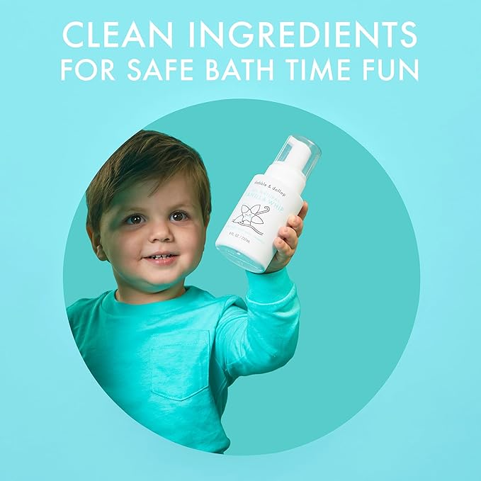 Dabble & Dollop All Natural Vanilla Whip 3-in-1 Body Wash, Shampoo & Bubble Bath for Kids – Tear-Free, Gentle, Hypoallergenic, Vegan, No Parabens or Sulfates (8 fl oz, Pack of 2)