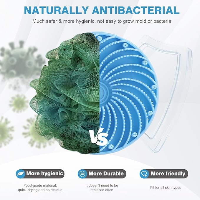 Upgraded Version Silicones Body Scrubber,Double-Sided Design Body Brush Silicone Body Scrubber Exfoliating Body Brushes for Suitable Showering All Skin Types,Environmentally Friendly Silicone loofah