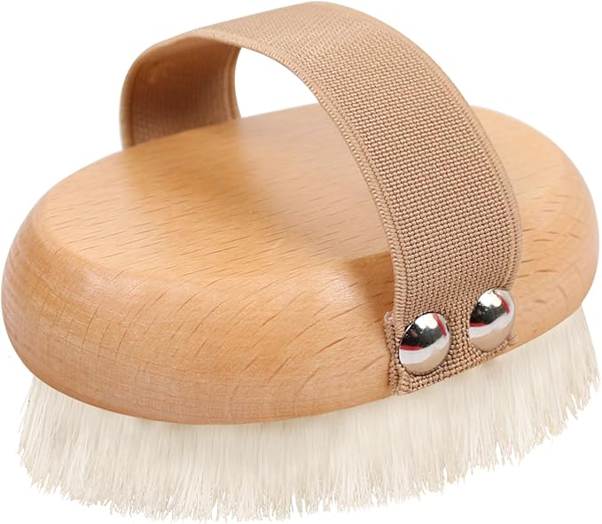 OWIIZI Dry Brushing Body Brush with Soft Nylon Bristles Antiskid Wooden Exfoliator Bath Scrubber for Wet or Dry Exfoliating,Body Scrub Deep Cleanse