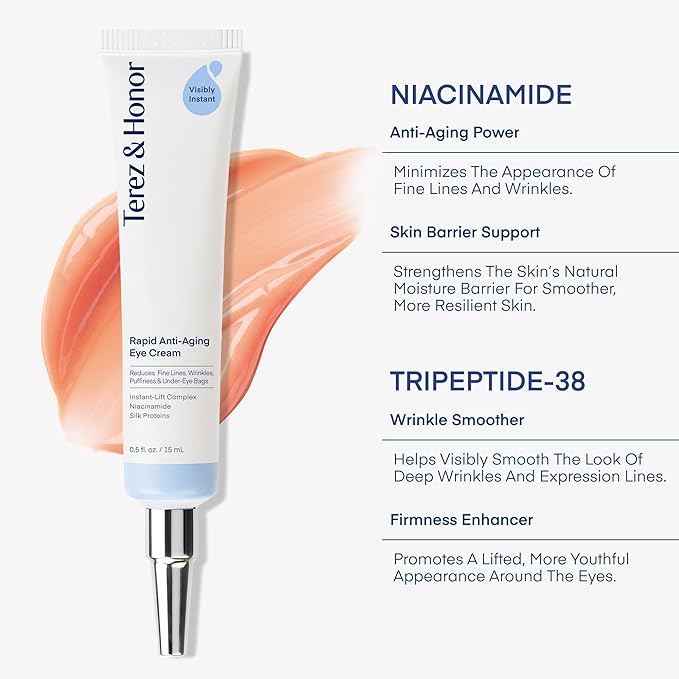 TEREZ & HONOR Anti-Aging Rapid Reduction Under-Eye Cream, Visibly and Instantly Reduces Wrinkles, Dark Circles and Eye Bags in 120 Seconds, Hydrates & Lifts Skin Rapid