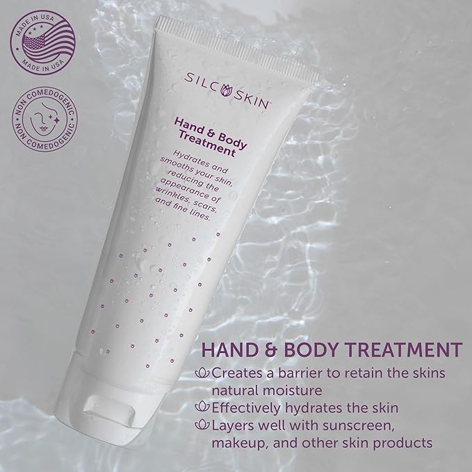 SilcSkin Hand & Body Treatment - Water-Based Hand & Body Lotion for Crepey Skin and Fine Lines - Uses Medical Grade Silicone for Deep Hydration - 2 oz (Pack of 2)