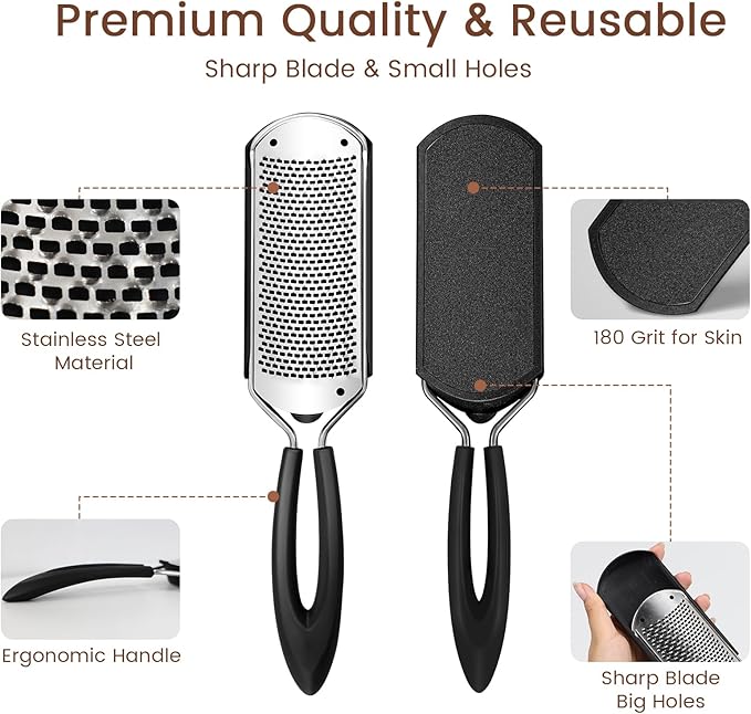 Detachable Colossal Foot Rasp Scraper Small Hole, Professional Pedicure Tool Stainless Steel Dead Skin Remover Foot Scrubber Foot Rasp Callus Remover Heels Repair for Dry and Wet Feet