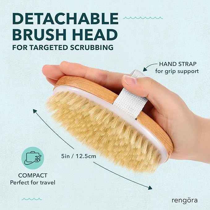 Back Scrubber for Shower - 20" Long Handle Shower Brush - Natural Bristle Back Brush - Ergonomic Handle + Silicone Anti-Slip Grip - Great Gift Idea - Men, Women + Elderly Love This (Regular Bristles)