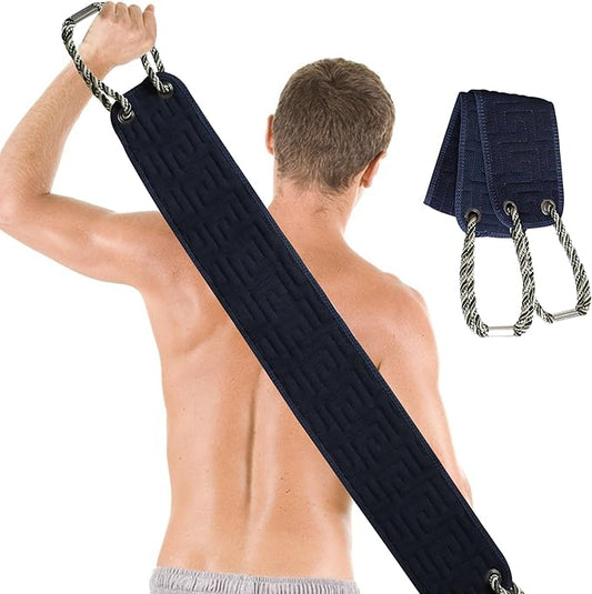 OWIIZI Exfoliating Back Scrubber for Shower, Double-Sided Back Scrub Washcloth with Antiskid Handles for Use in Shower, Body Exfoliator Scrub Towel Back Washer for Men & Women-38 Inches