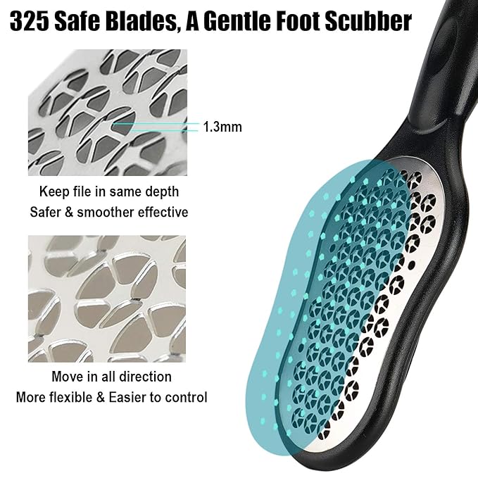 LePinko Foot Scrubber Set, Updated Blades, No Hurt Feet File, Powerful Pedicure Tool to Remove Callus and Dead Skin, Use in Shower or Dry, 2PCS