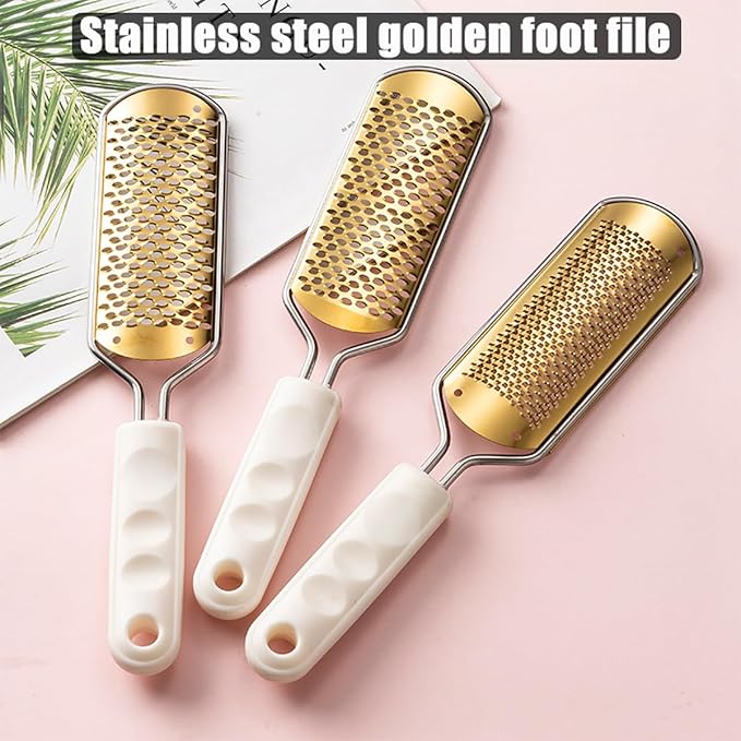 White Foot File & Callus Remover – Professional Pedicure Tool for Dead Skin Removal, Cracked Heels & Smooth Feet – Ultimate Stainless Steel Foot Scrubber for Soft, Healthy Feet (White A)