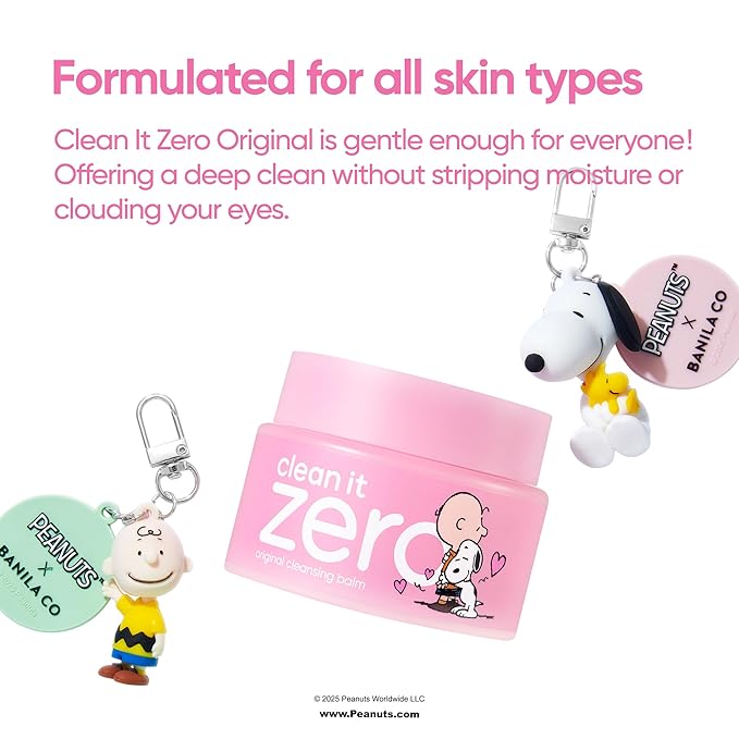 BANILA CO Clean it Zero Original Cleansing Balm Snoopy Edition | Korean Makeup Remover with Exclusive Keychain | Facial Cleanser for All Skin Types | Vegan Formula (100ml / 3.38 fl. oz)