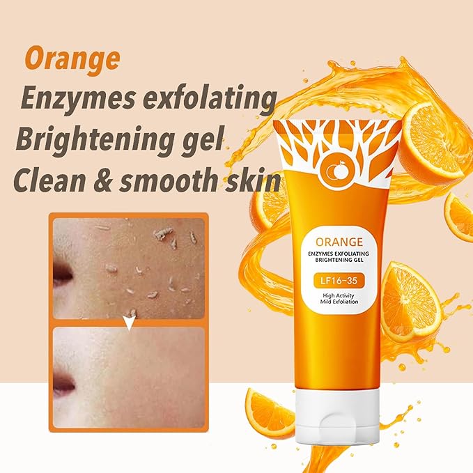 Orange Exfoliating Gel, Face & Body Scrub, Natural Orange Peeling Gel Moisturizing Face Scrub, Gentle for All Skin Types(2PCS)