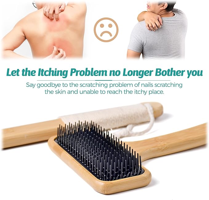 Bamboo Back Scratcher for Men, 22'' Long Handle Wooden Back Scratcher For Women, Soft Wide Head Backscratchers for Comfortable Body Itching Relief and Massage, Ideal Gifts for the Seniors, Pregnant
