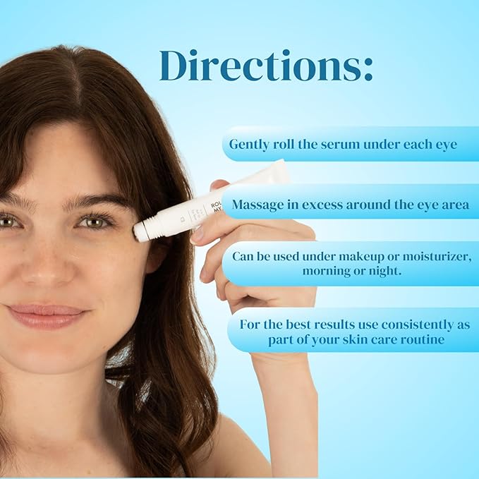 Miss Spa Eye Serum 5-in-1 Roll On Cream, Helps De-puff and Brighten Under and Around Eyes, Anti-Aging Under Eye Roller Helps with Fine Lines and Dark Circles, Vitamin B3,