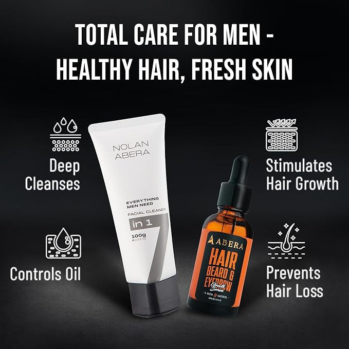 ABERA Nolan Daily Facial Cleanser for Men, Niacinamide + Zincsebum + Soy & Rice Bran Extract, Oil Control & Pore Purifying Face Wash, Refreshing Gentle Cleanser for All Skin Types (3.38 fl oz)