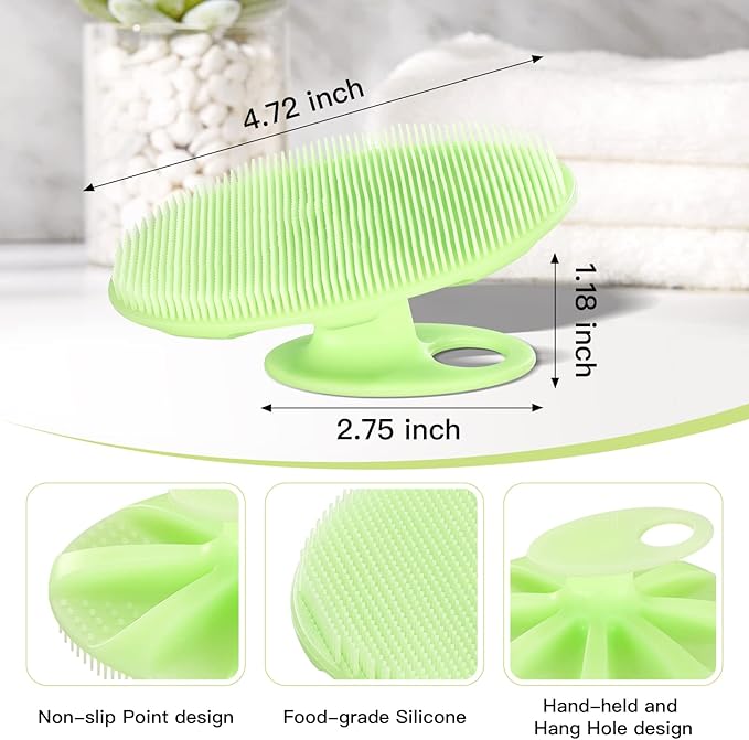 INNERNEED Food-Grade Soft Silicone Body Cleansing Brush Shower Scrubber, Gentle Exfoliating and Massage for All Kinds of Skin (Green)