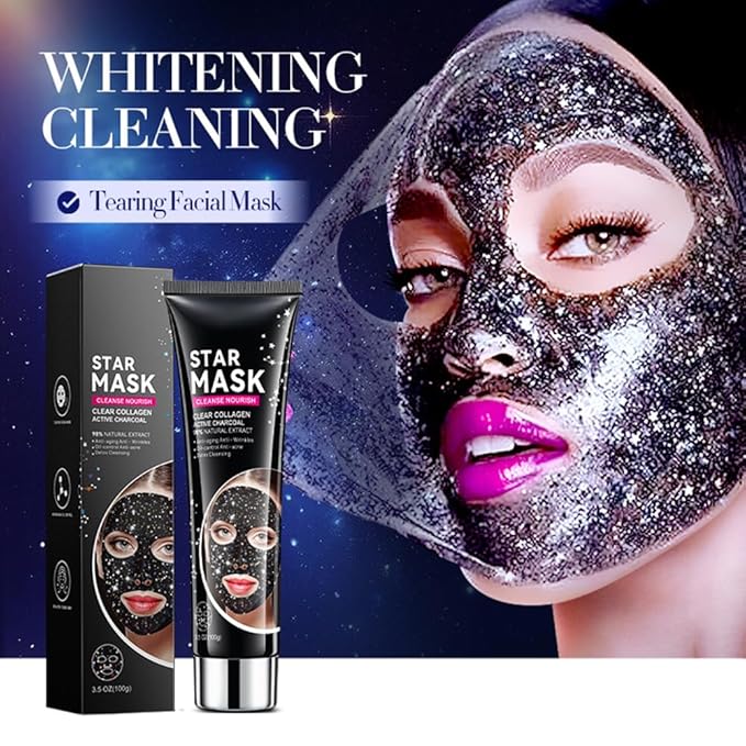 Blackhead Remover Mask, Collagen Peel Off Face Mask with Bamboo Charcoal, Oil Control, Deep Cleansing for Face & Nose Blackhead Removal Pore Cleaner for Men Women 3.5 oz