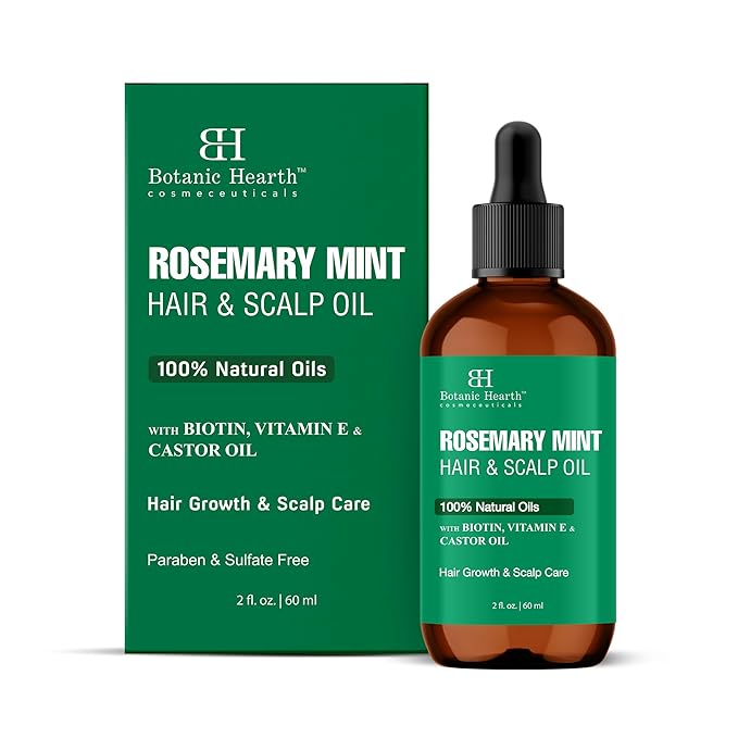 Botanic Hearth Weightless Mint Rosemary Oil for Hair Growth with Biotin, Vitamin E Oils | Lightweight Hydrating Summer Hair Oil for Strengthening, Nourishing & Volumizing for Men and Women| 2Fl Oz