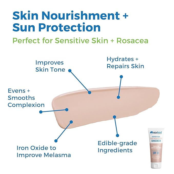 Tinted Mineral Sunscreen for Face SPF 31 by Waxhead – Non-Nano Zinc Oxide BB Cream Moisturizer, Unscented, Non-Comedogenic Facial Sunscreen & Primer for Daily Wear (Light Tint 4oz)