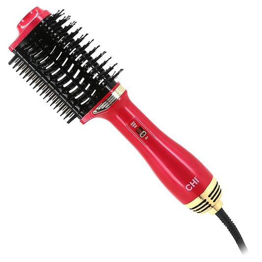 CHI Volume Styler, Blowout Brush for Amplified Volume, Heated Comb to Smoothen & Straighten Hair, 2-in-1 Hair Tool, Pink