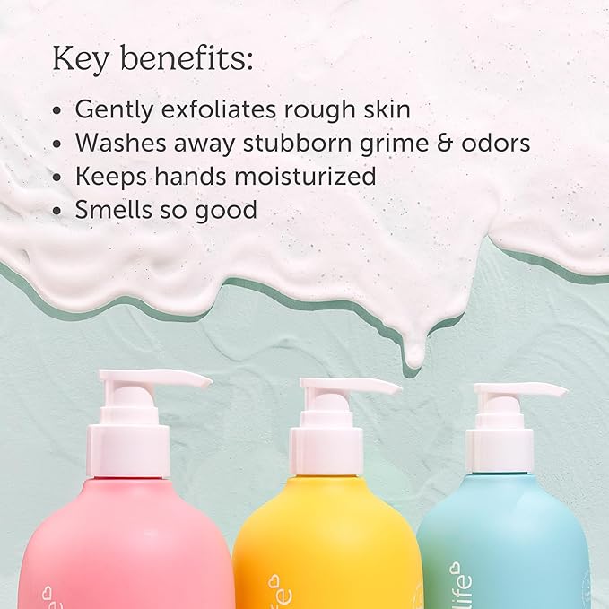 Nectar Life Exfoliating & Moisturizing Hand Wash, Volcanic Pumice for Hand Scrub, Shea Butter Softens Hands, Clean Vegan Ingredients. Ocean Breeze Scent