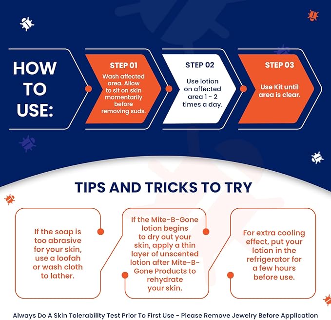 Natural, Calming Itch Relief Pack by Mite-B-Gone - 10% Sulfur Lotion (4oz) + 2 Soaps | Treats Bites, Acne, Itching, Rosacea & Irritation | Safe for Kids & Adults | Fast & Effective for All Skin Types