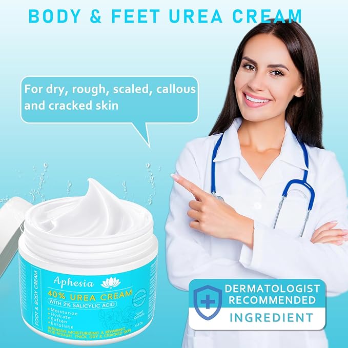 Urea Cream 40 Percent For Feet Maximum Strength - plus Salicylic Acid 2% Foot Cream For Dry Cracked Heels Feet Knees - Dead Skin Cuticle Callus Remover Toenail Softener - Lightly Camellia Scent