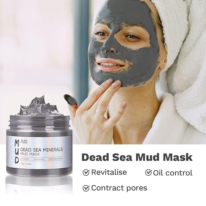 ANAI RUI 3Pcs Face Mask Set, Turmeric Clay Mask - Green Tea Face Mask - Dead Sea Minerals Mud Mask, Holiday Gift Set, Stocking Stuffers for Women &Teen Girls, Self Care Gifts for Women 2.5 oz each