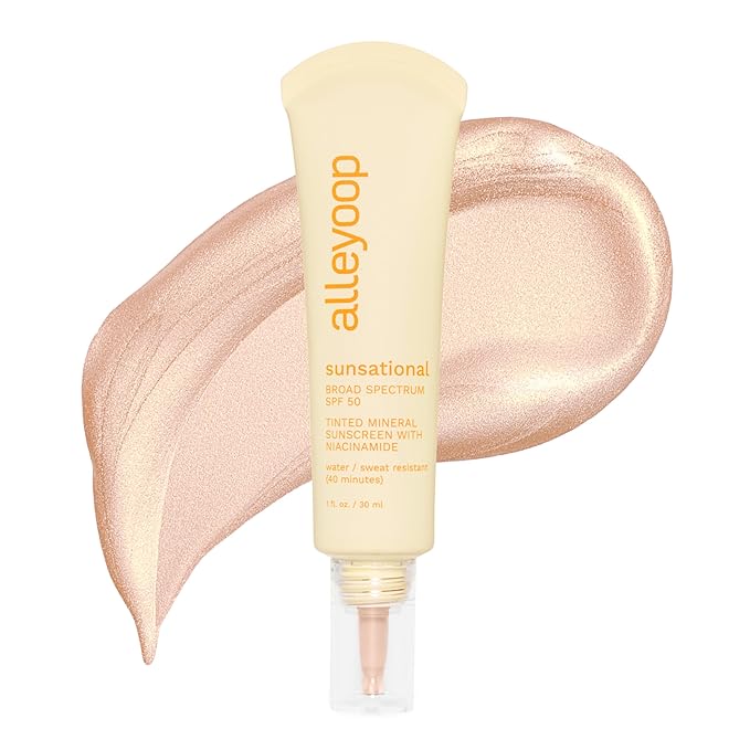 Alleyoop Sunsational Tinted Moisturizer SPF 50 for Face Broad Spectrum – 100% Mineral Face Sunscreen with Jojoba, Hydrating & Soothing Tinted Sunscreen, Vegan & Cruelty-Free (Luster)